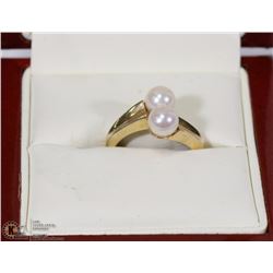 14 KT YELLOW GOLD RING W/2 GENUINE