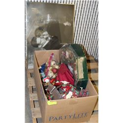 PALLET W/ A BOX OF DECORATIONS & LARGE FRAMED