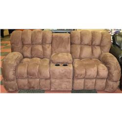 NEW BROWN MICROFIBRE ELECTRIC RECLINING CONSOLE