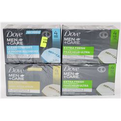 ASSORTED DOVE MEN PLUS CARE PK OF 4 SOAP BARS X4