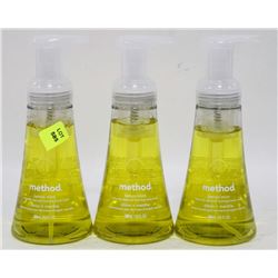 THREE 300ML BOTTLES METHOD LEMON MINT FOAMING