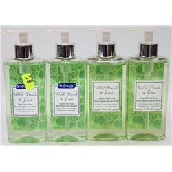 FOUR 295ML BOTTLES SOFT SOAP WILD BASIL AND LIME