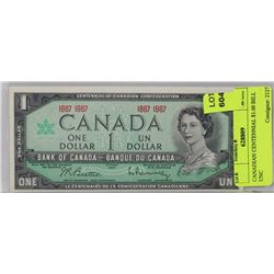 CANADIAN CENTENNIAL $1.00 BILL UNC