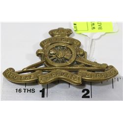 WWII CANADIAN ARTILLERY CAP BADGE ISSUED 1832
