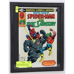 FRAMED SPIDERMAN AND DOC SAMSON COMIC BOOK DISPLAY