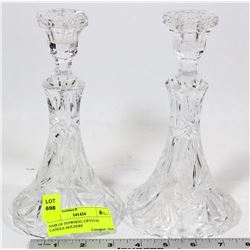 PAIR OF PINWHEEL CRYSTAL CANDLE HOLDERS