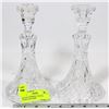 Image 1 : PAIR OF PINWHEEL CRYSTAL CANDLE HOLDERS