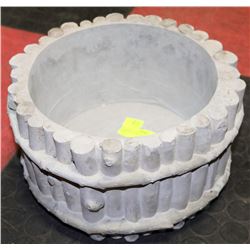CONCRETE TWIG POT  11 INCHES WIDE