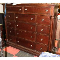14 DRAWER WOOD HI BOY DRESSER