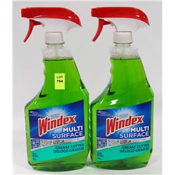 TWO 765ML BOTTLES WINDEX MULTI SURFACE GREASE