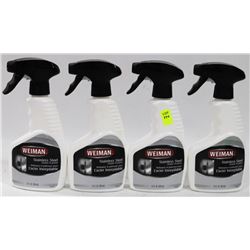 FOUR 355ML SPRAY BOTTLES OF WEIMAN ST STEEL