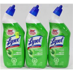 THREE 710ML BOTTLES LYSOL WITH BLEACH TOILET BOWL
