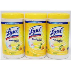 THREE 80 WET WIPE CITRUS DISINFECTANT LYSOL WIPES