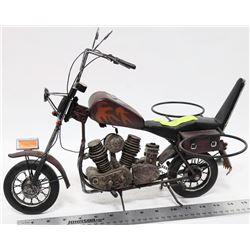 VINTAGE HANDCRAFTED METAL CHOPPER BIKE WINE OR