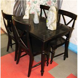 WOOD ESPRESSO COLOR TABLE W/ 4 CHAIRS