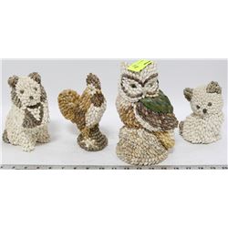 GROUP OF 4 ESTATE SEASHELL ANIMALS