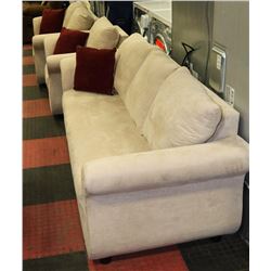 NEW BEIGE MICROFIBRE SOFA, LOVE SEAT AND CHAIR