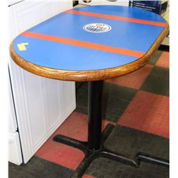 "OILERS DECAL" VINTAGE TABLE TOP W/ BASE