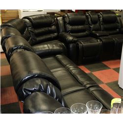 NEW BLACK LEATHERETTE DELUXE RECLINING CONSOLE