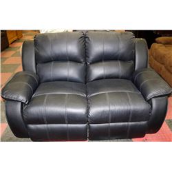 NEW BLACK LEATHERETTE RECLINING LOVE SEAT
