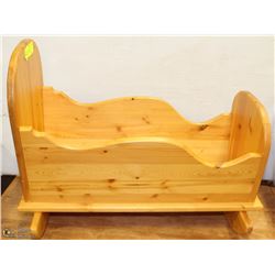KNOTTY PINE ROCKING DOLL CRADLE 24"  MADE IN