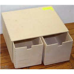 DOVE TAILED WOOD CABINET WITH 2 DRAWERS