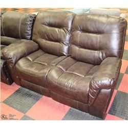 DELUXE BROWN LEATHERETTE RECLINING LOVE SEAT