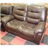 Image 1 : DELUXE BROWN LEATHERETTE RECLINING LOVE SEAT
