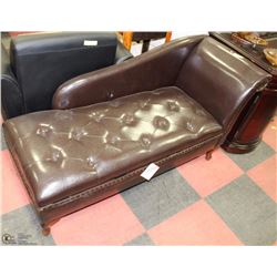 NEW BROWN LEATHERETTE STORAGE CHAISE LOUNGE CHAIR
