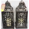 Image 1 : PAIR OF BLACK METAL LED FLAMELESS CANDLE HOLDERS