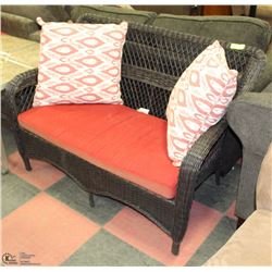 WICKER PATIO LOUNGER WITH CUSHIONS