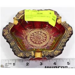 RED VINTAGE AUSTRIAN CRYSTAL ASHTRAY