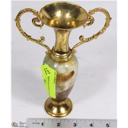VINTAGE BRASS AND MARBLE VASE