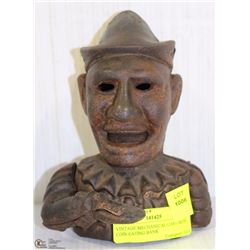 VINTAGE MECHANICAL CAST IRON COIN EATING BANK