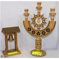 ESTATE WOOD CARVED BELL ORNAMENT SOLD WITH
