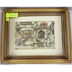 ANTON PECK FRAMED PAPER TOLE PICTURE