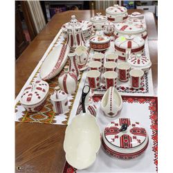 LARGE ESTATE UKRAINIAN DISHWARE SET