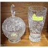 Image 1 : PINWHEEL CRYSTAL VASE AND CANDY DISH WITH LID