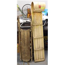 LOT OF 2 VINTAGE WOODEN SLEDS