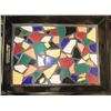 Image 1 : LARGE BLACK AND MOSIAC GLASS WOODEN TRAY