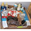Image 1 : BOX OF ASSORTED WELDING ITEMS INCL LEATHERS,