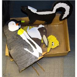 5 HANDMADE WOODEN GARDEN ANIMAL FIGURINES