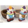 Image 1 : 2 HEAVY LARGE CLOWN PLANTERS