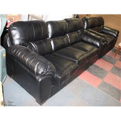 NEW 1601 BONDED BLACK LEATHERETTE SOFA AND