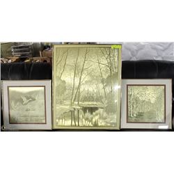 LOT OF 3 MANIFESTATIONS METAL ART PICTURES