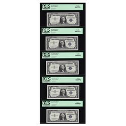 (5) Sequential 1957 $1 Silver Certificate STAR Notes PCGS Gem New 66PPQ