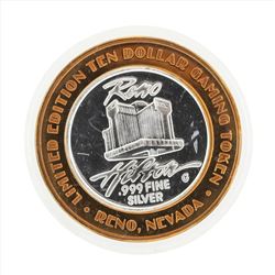 .999 Silver Reno Hilton $10 Casino Gaming Token Limited Edition