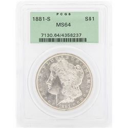 1881-S $1 Morgan Silver Dollar Coin PCGS MS64