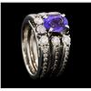 Image 4 : 14KT White Gold 1.49ct Tanzanite and Diamond Ring