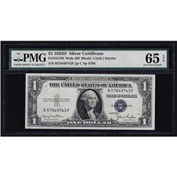 1935D $1 Silver Certificate Note Wide PMG Gem Uncirculated 65EPQ